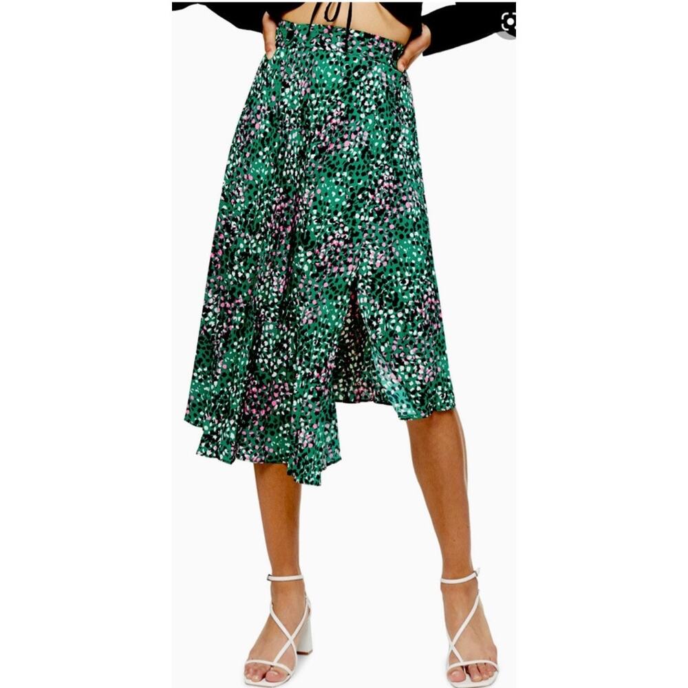 TopShop Painted Spot High Low Pleated Skirt US Size 4